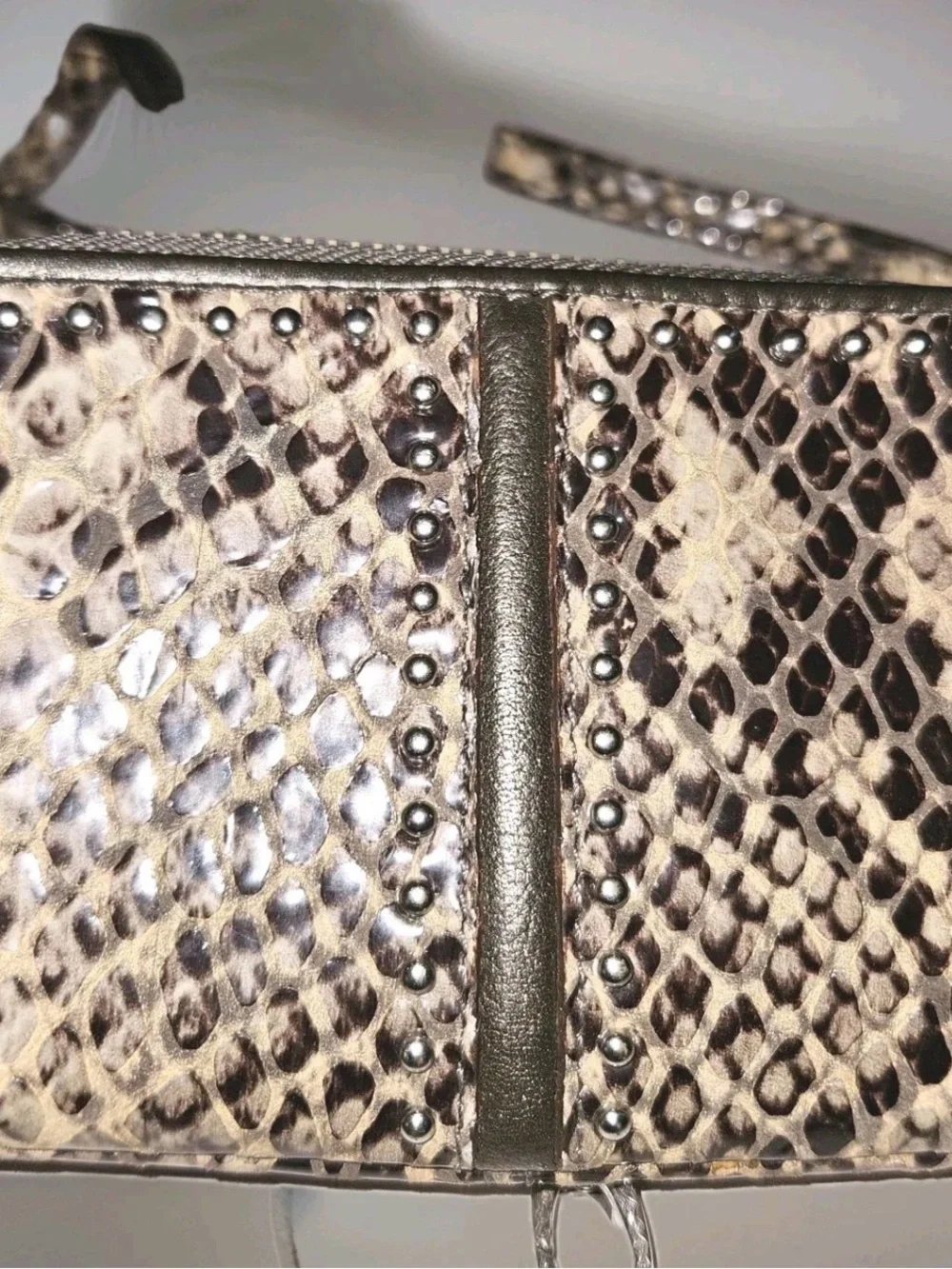 Brighton Snake-Print Leather Wristlet & Crossbody - Brown/Beige